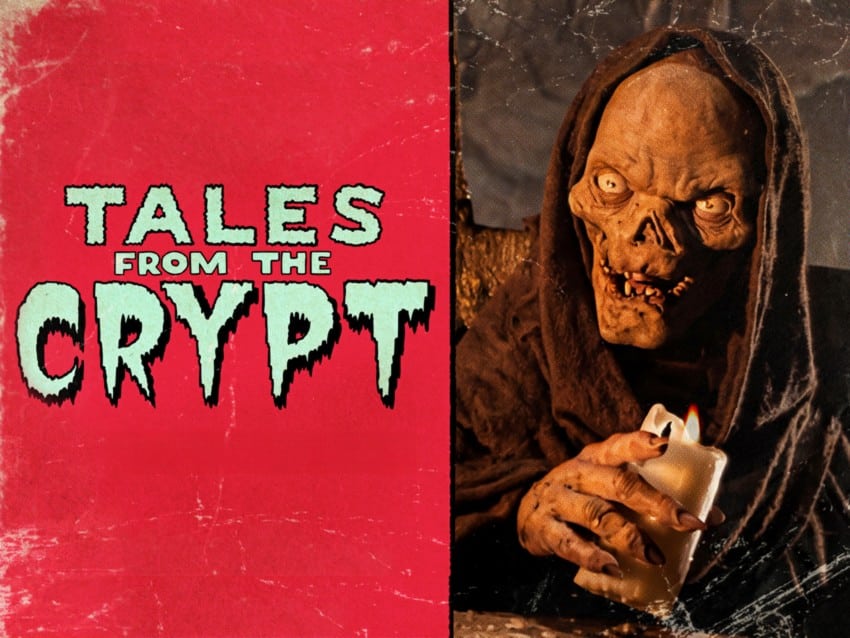 Le terrible gardien dans la série Les Contes de la Crypte. Les Contes de la Crypte (Tales from the Crypt, 1989), série télévisée d'anthologie horrifique avec le Gardien de la Crypte tenant une bougie.